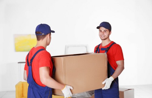 Furniture and boxes loaded into a moving truck in Chiswick