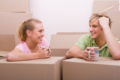 Man and a van service loading household items for transport