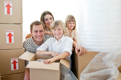 Packed boxes and furniture ready for a Chiswick flat removal