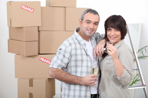 Securely loaded moving van with protected furniture and strapped items