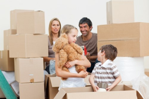 A professional team organising boxes during a Chiswick relocation